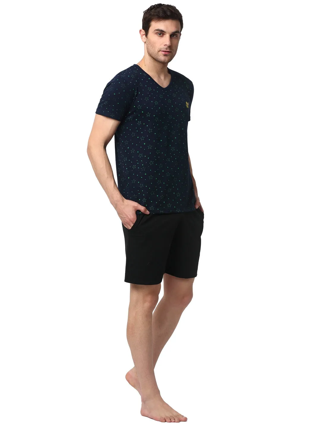 Vimal Jonney Dark Blue Black Night Suit For Men's