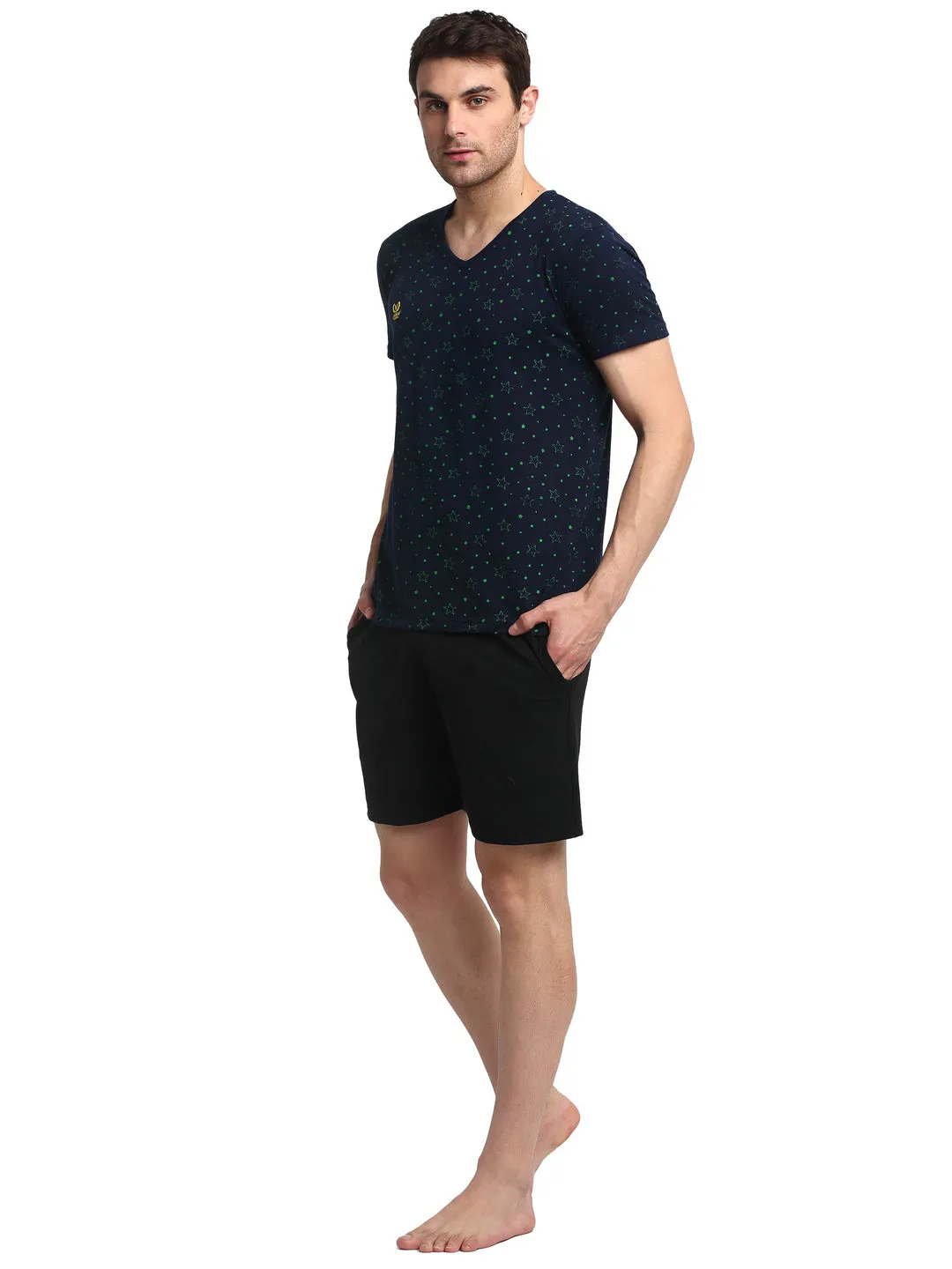 Vimal Jonney Dark Blue Black Night Suit For Men's