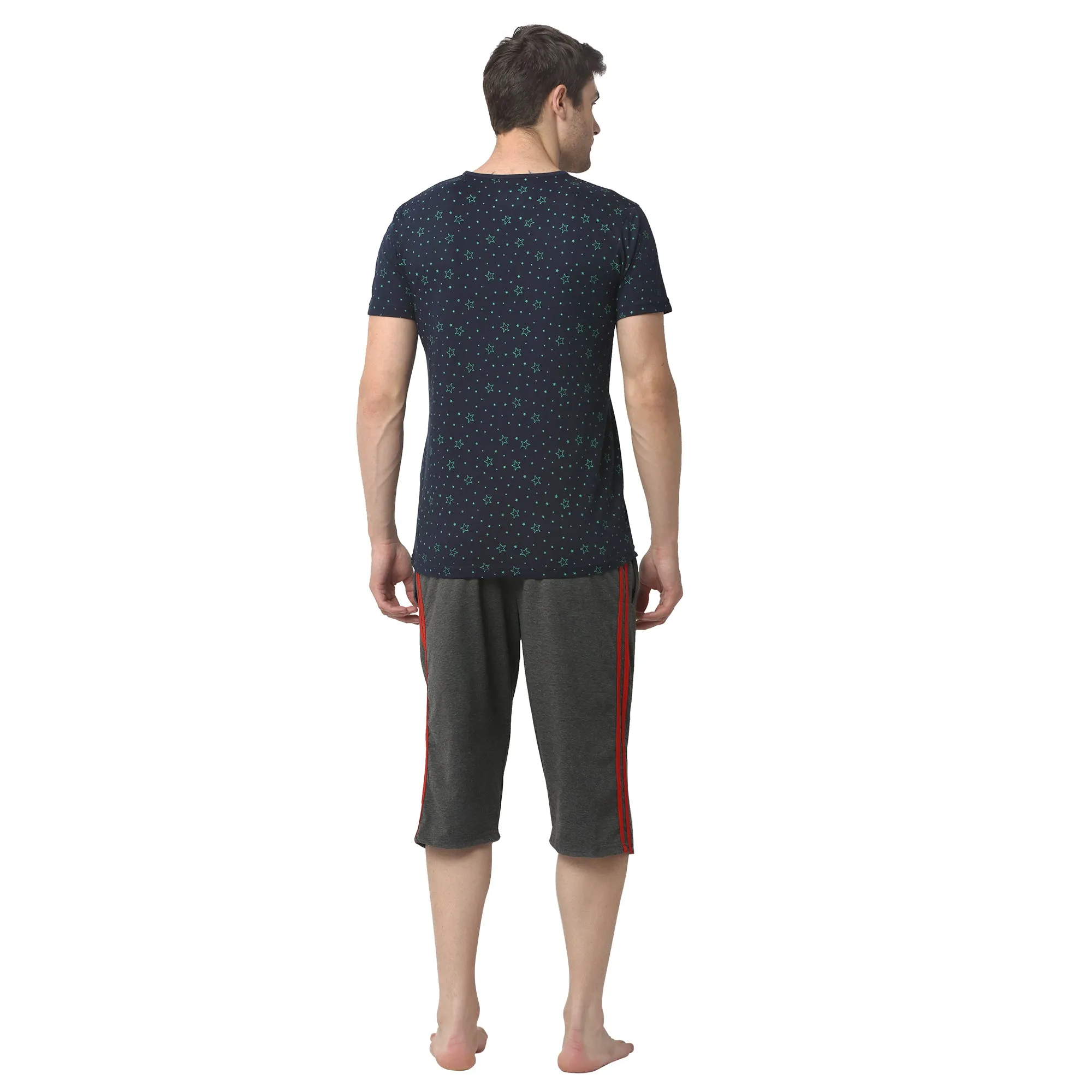 Vimal Jonney Dark Blue Grey Night Suit For Men's