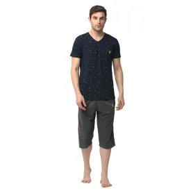 Vimal Jonney Dark Blue Grey Night Suit For Men's