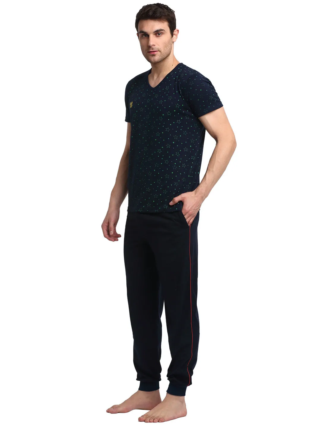Vimal Jonney Dark Blue Night Suit For Men's