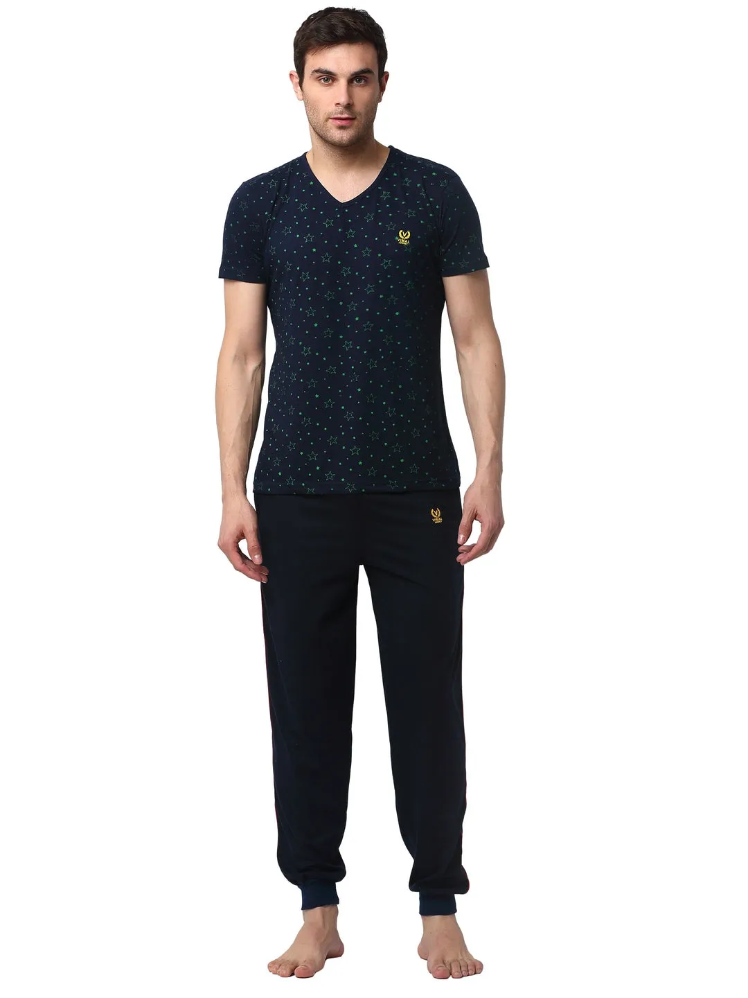Vimal Jonney Dark Blue Night Suit For Men's
