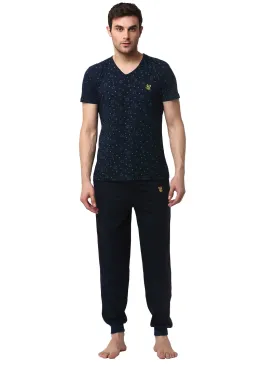 Vimal Jonney Dark Blue Night Suit For Men's