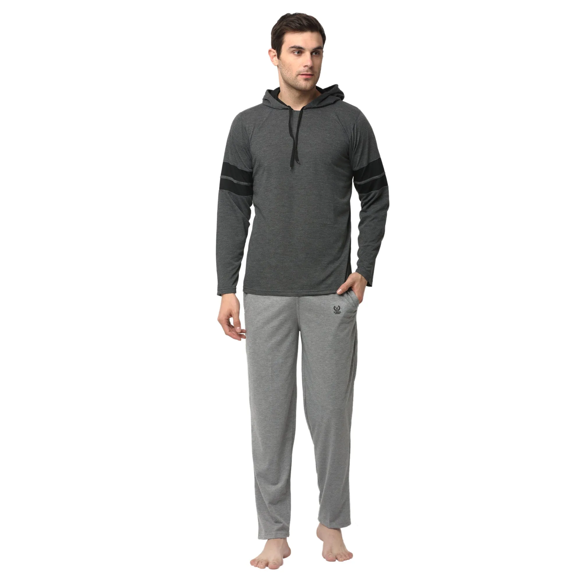 Vimal Jonney Grey Silver Night Suit For Men's
