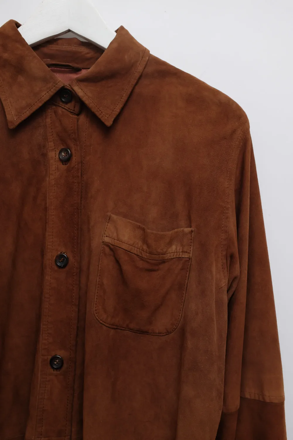 VINTAGE BROWN SUEDE LEATHER SHIRT JACKET