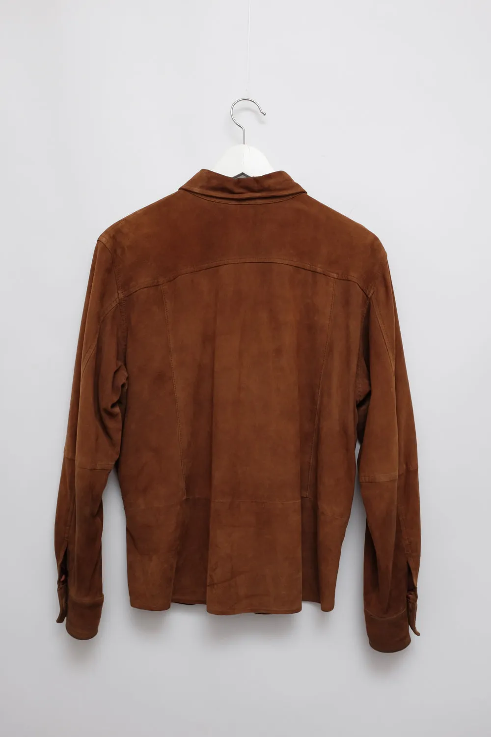 VINTAGE BROWN SUEDE LEATHER SHIRT JACKET