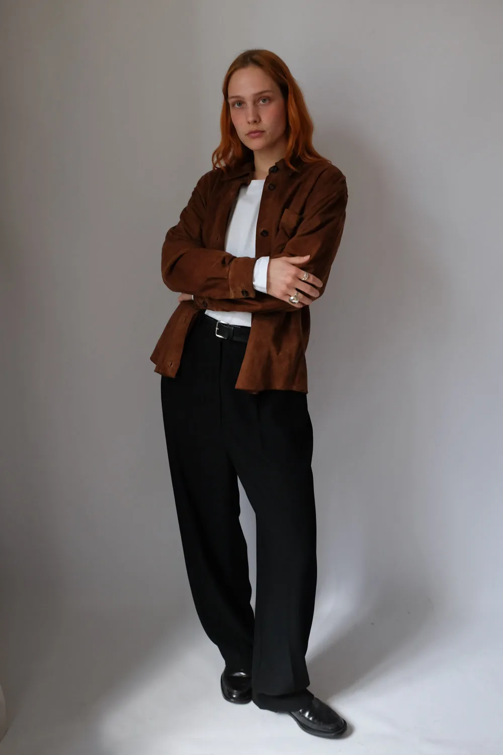 VINTAGE BROWN SUEDE LEATHER SHIRT JACKET
