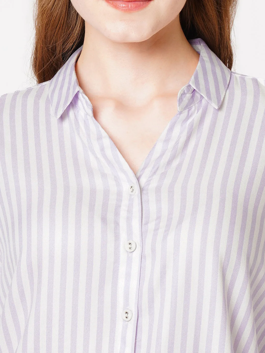 Women Stripe Casual Slim Fit Shirt