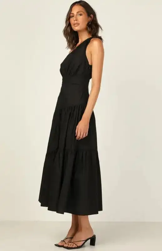 Women’s One Shoulder Gathered Long Dress