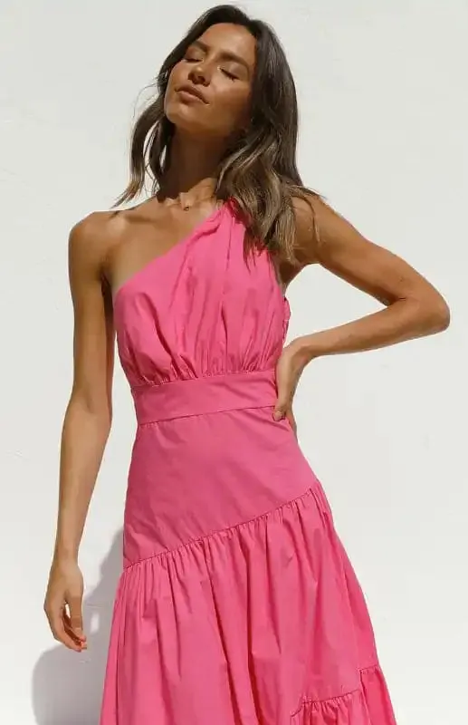 Women’s One Shoulder Gathered Long Dress