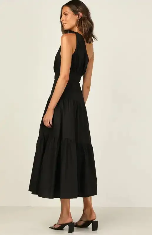 Women’s One Shoulder Gathered Long Dress