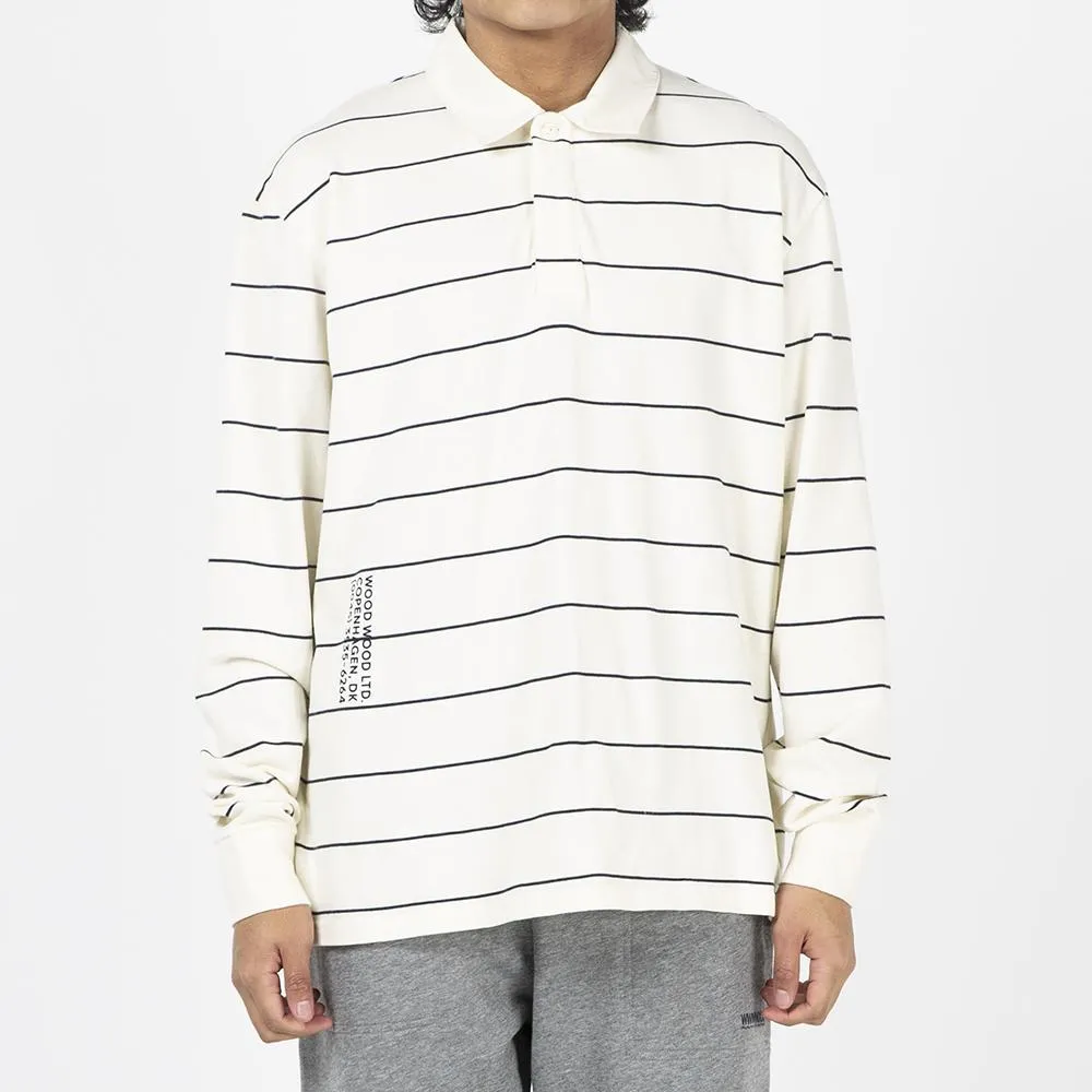 Wood Wood Beck Long Sleeve Rugby Shirt / Off White Stripes